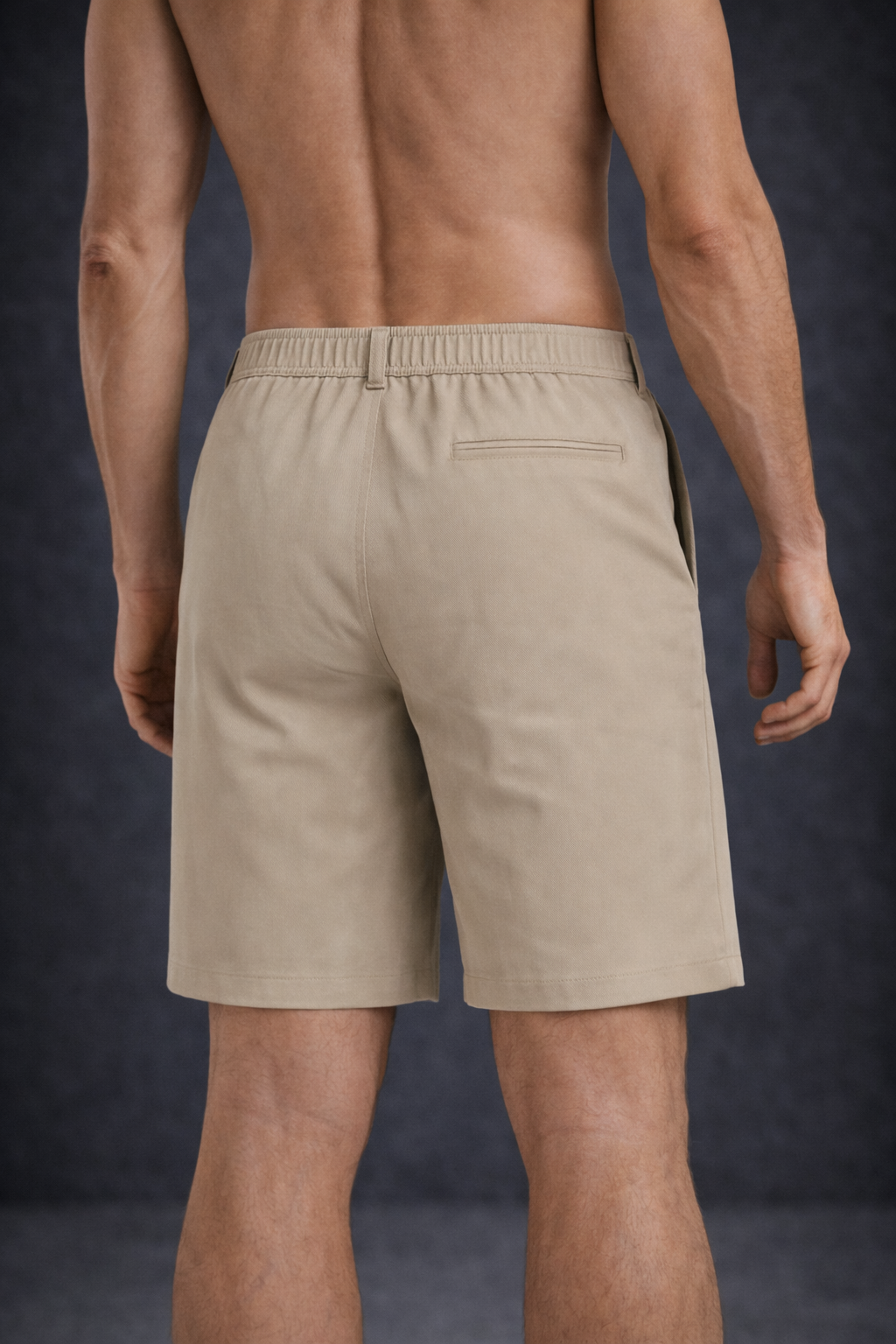 Man dressed in beige summer shorts
