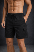 Man wearing black shorts