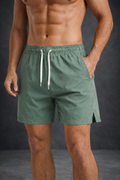 Man wearing green shorts