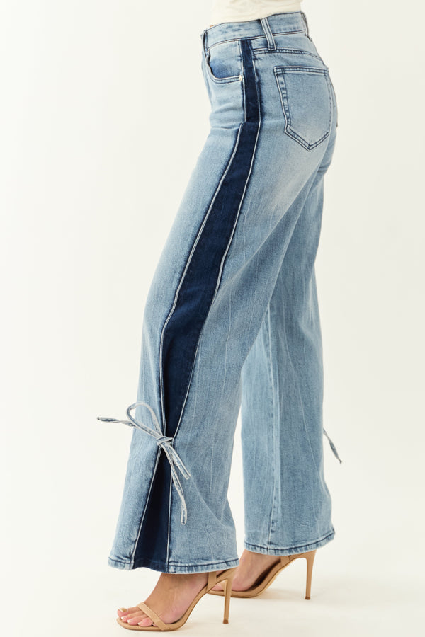 Saige Tummy Control Wide Leg Jeans with Side Panels - Flattering Fit & Comfort